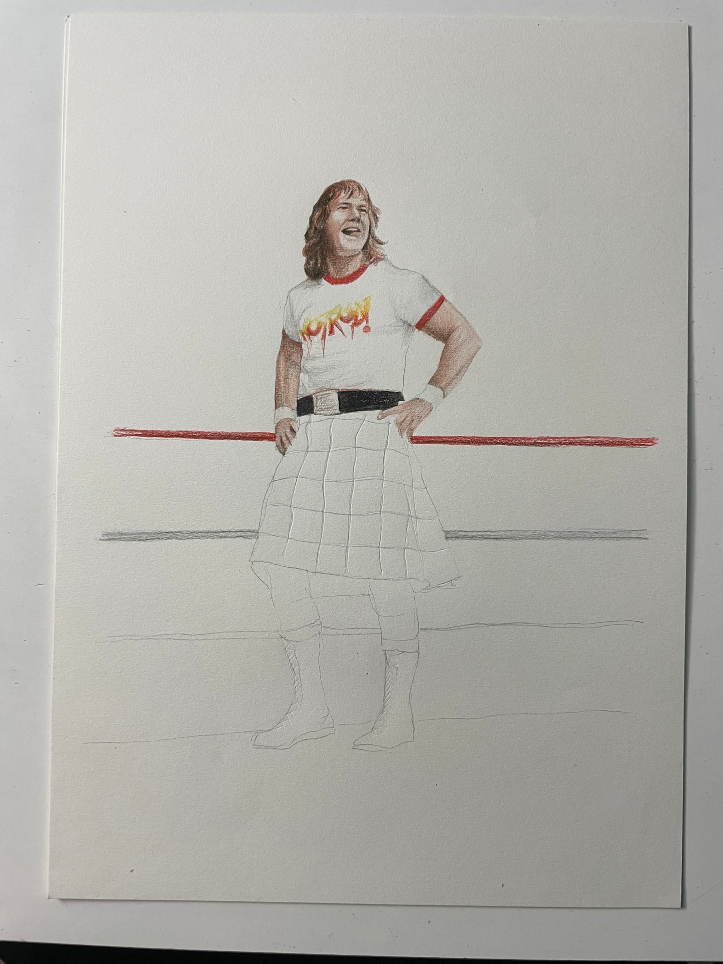 Rowdy Roddy Piper Pencil Crayon/Pastel Art