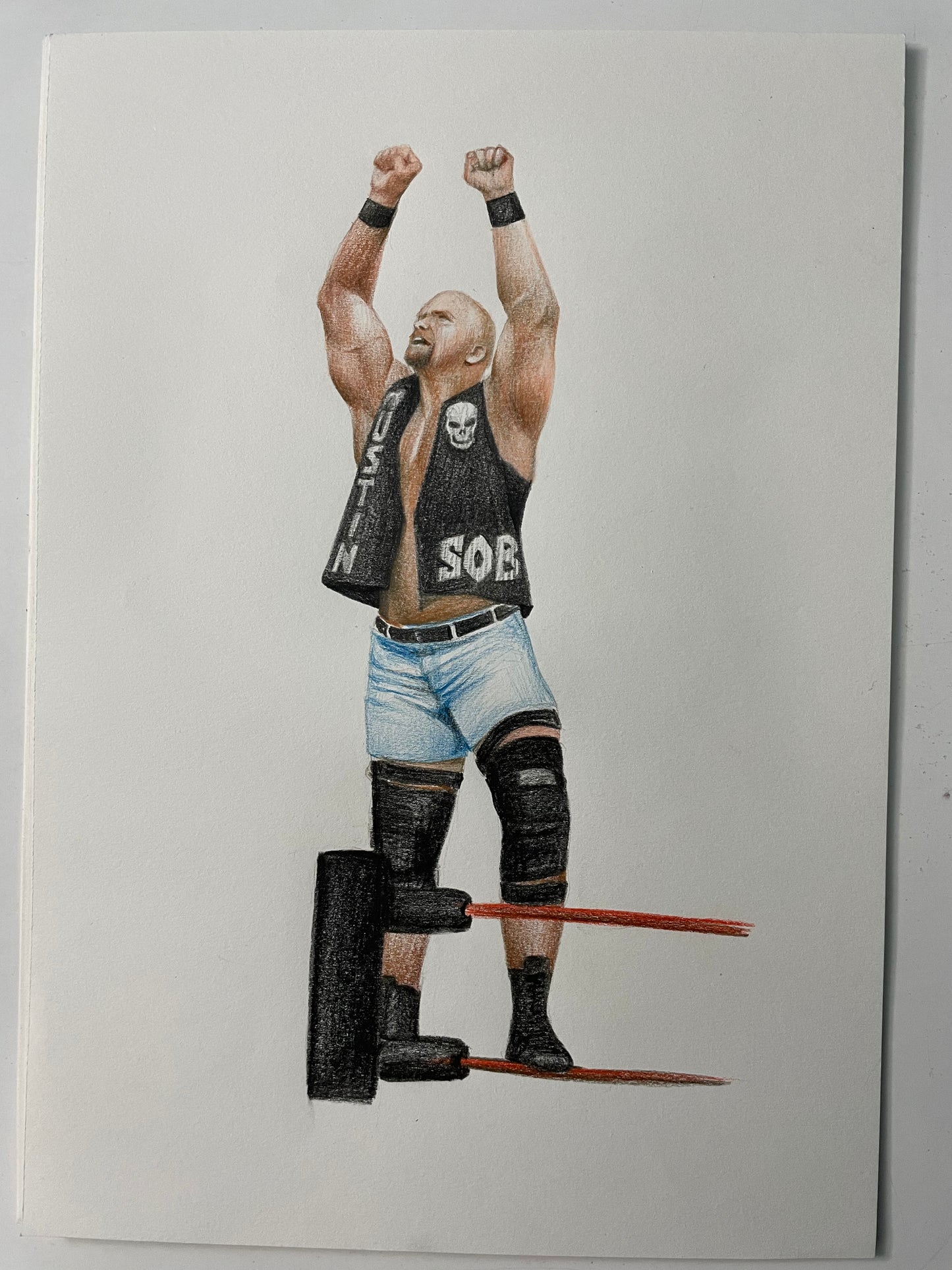 Stone Cold Steve Austin Pencil Crayon/Pastel Art