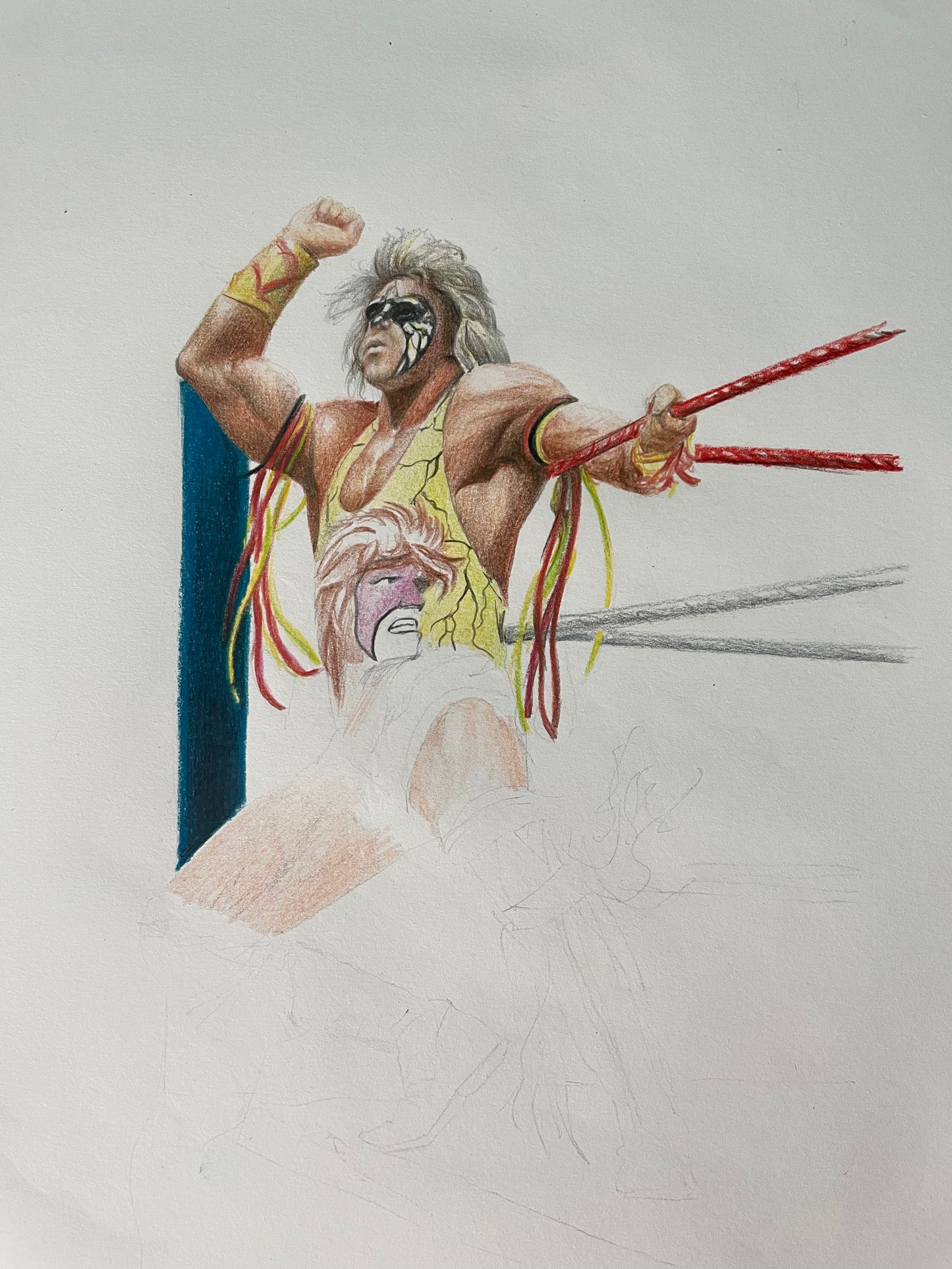 Ultimate Warrior Pencil Crayon/Pastel Art