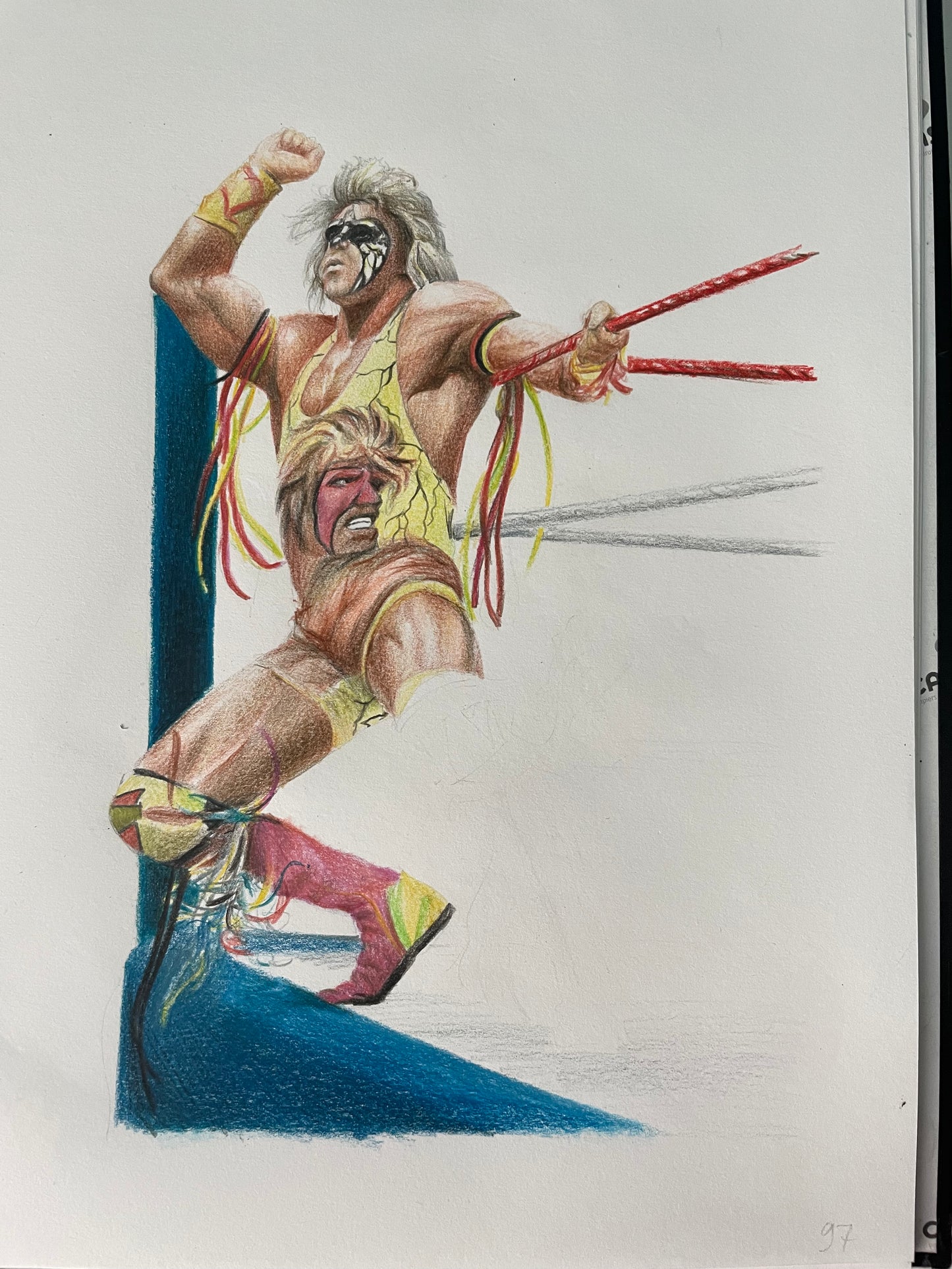 Ultimate Warrior Pencil Crayon/Pastel Art