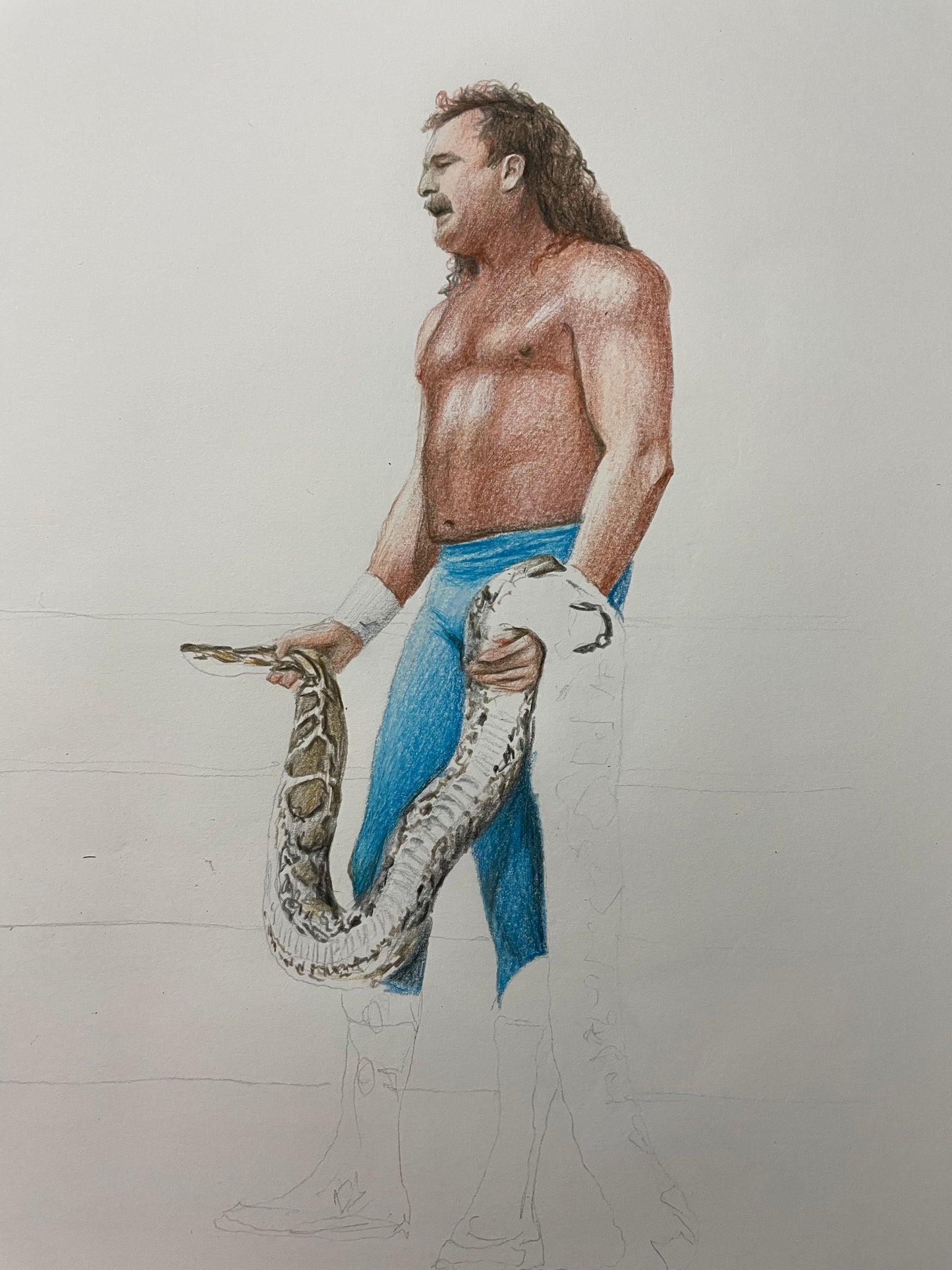 Jake "The Snake" Roberts Crayon/Pastel Art