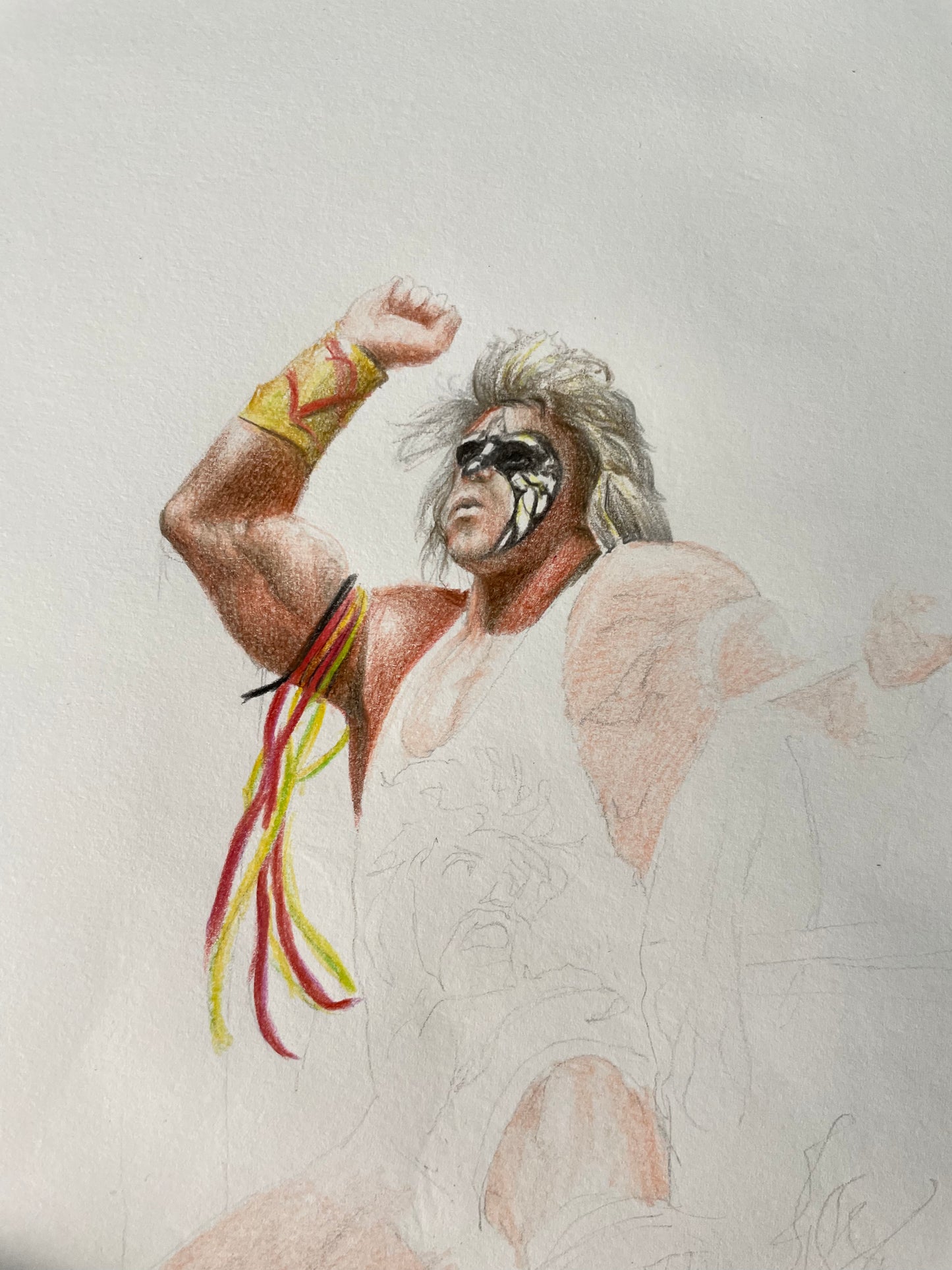 Ultimate Warrior Pencil Crayon/Pastel Art