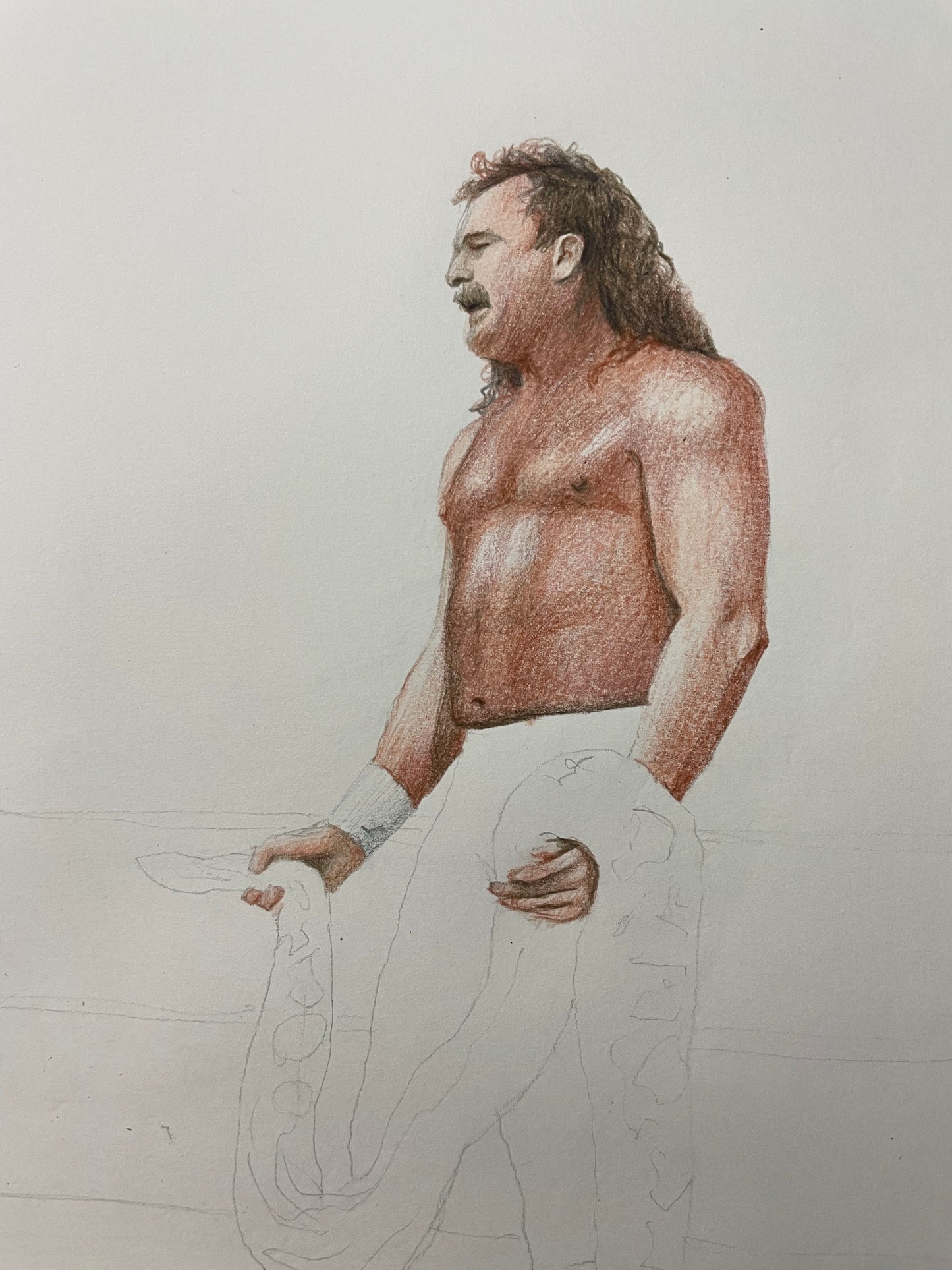 Jake "The Snake" Roberts Crayon/Pastel Art