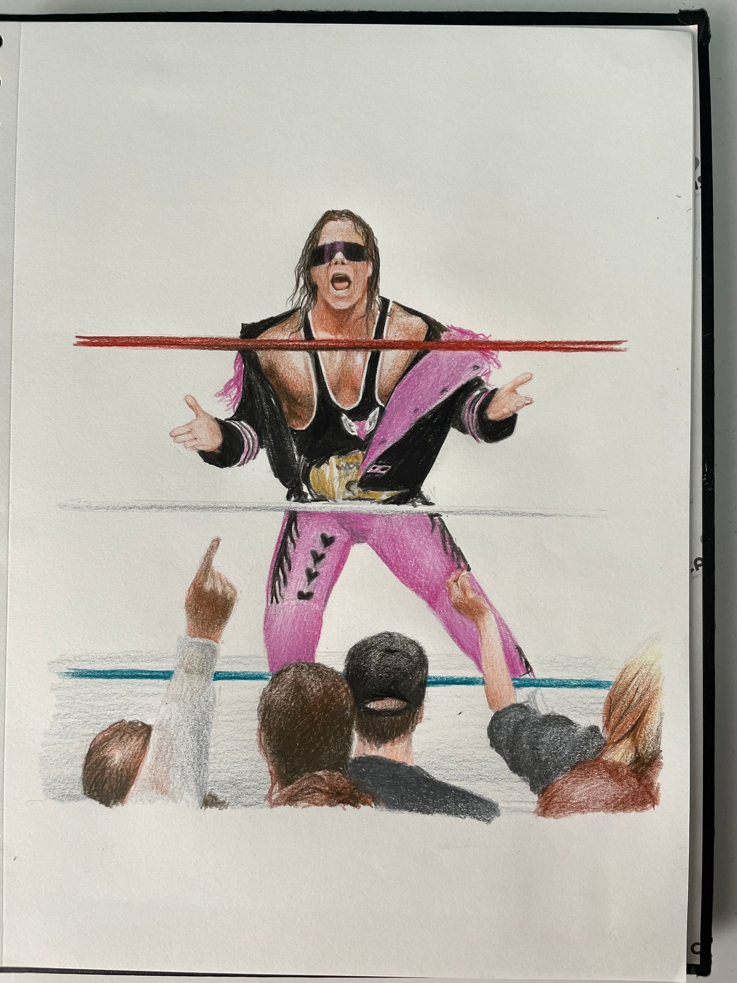 Bret "The Hitman" Hart Pencil Crayon/Pastel Art