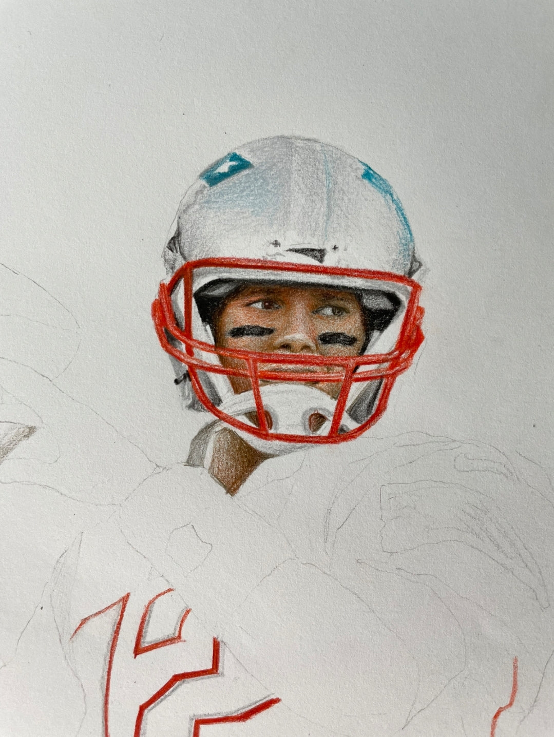 Tom Brady New England Patriots Pencil Crayon/Pastel Art