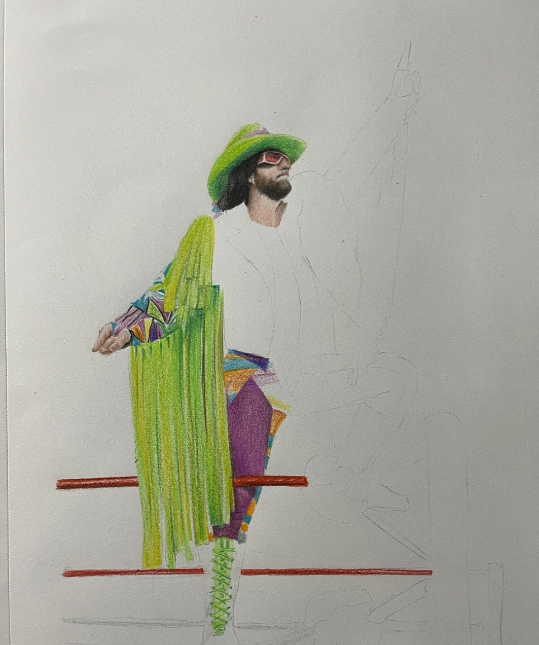 Macho Man Randy Savage Pencil Crayon/Pastel Art