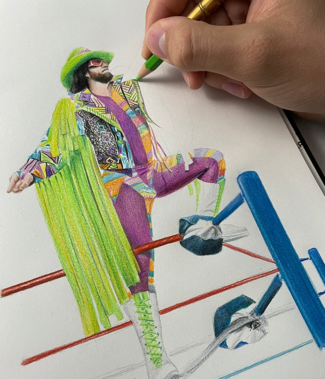 Macho Man Randy Savage Pencil Crayon/Pastel Art