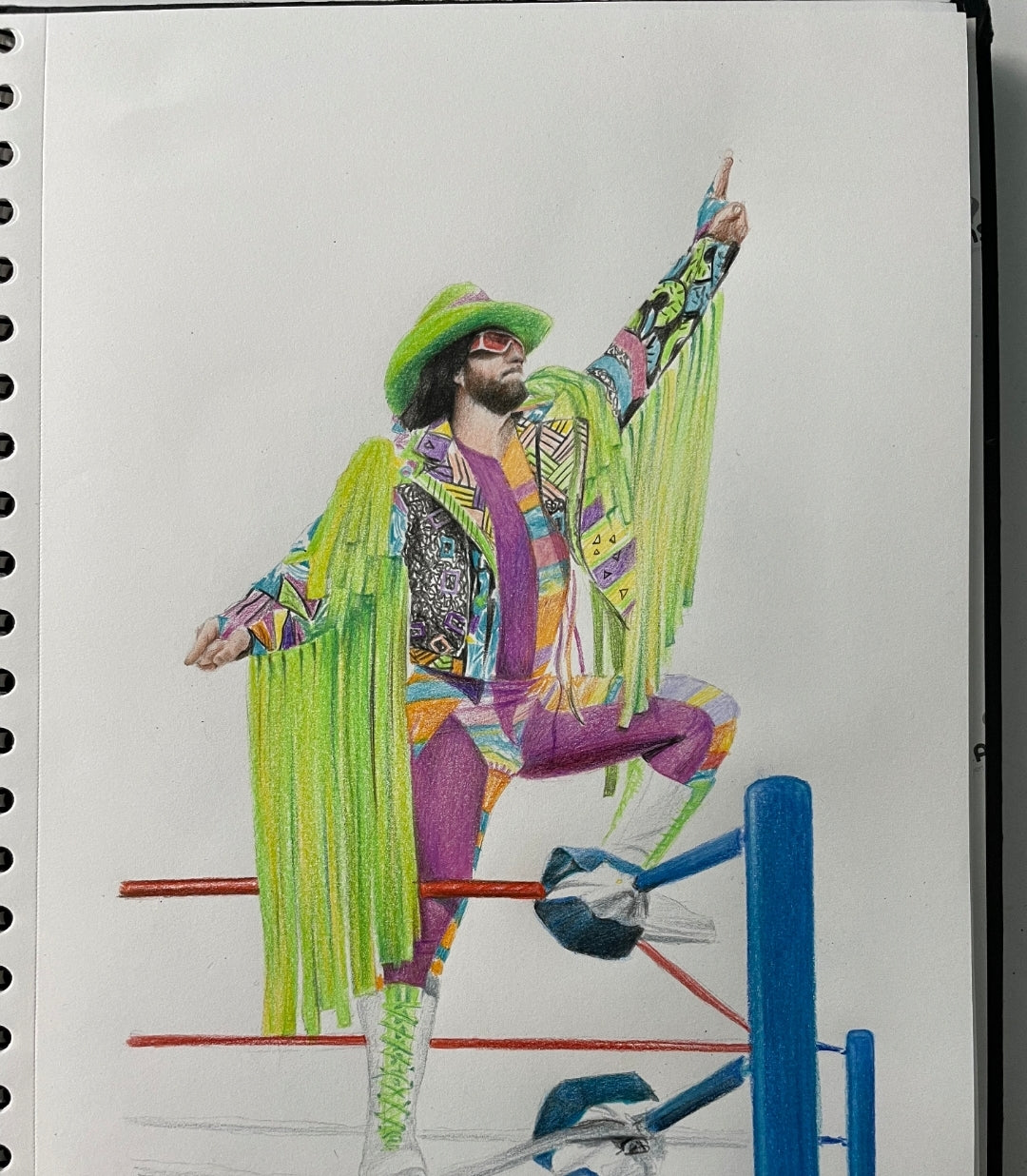 Macho Man Randy Savage Pencil Crayon/Pastel Art