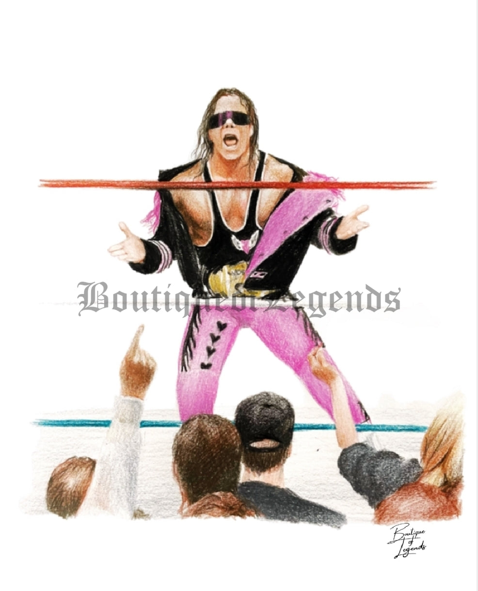 Bret "The Hitman" Hart Pencil Crayon/Pastel Art