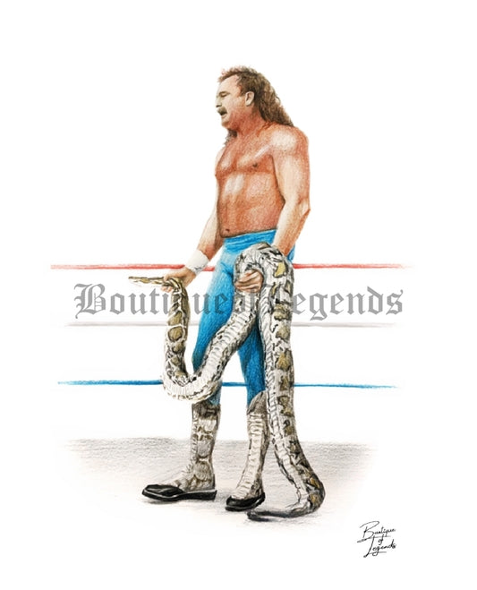 Jake "The Snake" Roberts Crayon/Pastel Art