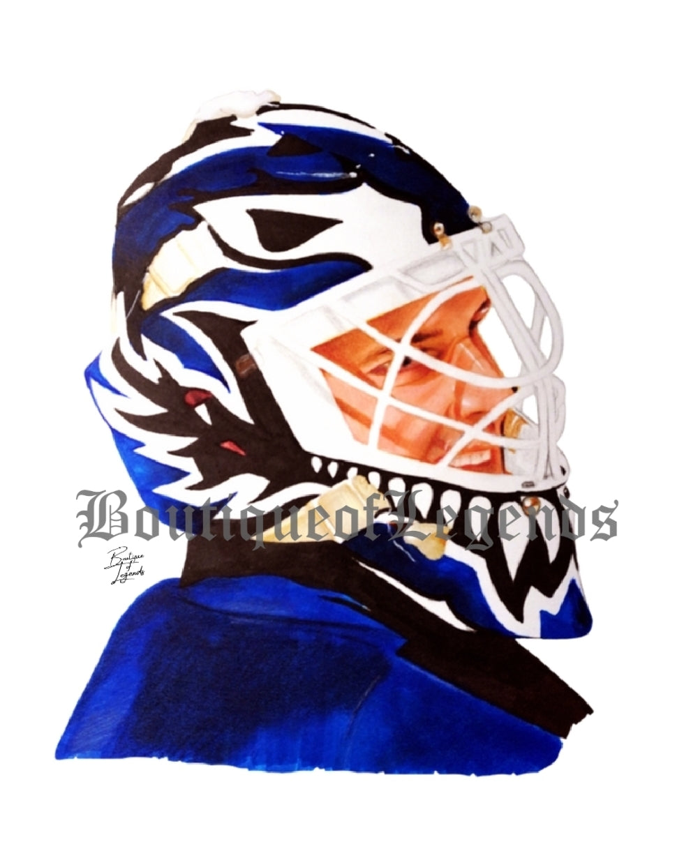 Felix Potvin Mask Pencil Crayon/ Watercolour Art