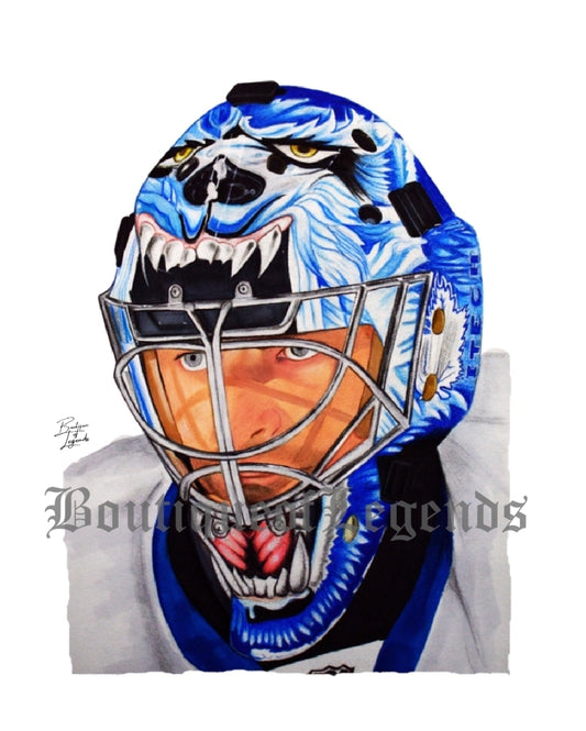 Cujo Curtis Joseph Mask Pencil Crayon/ Watercolour Art