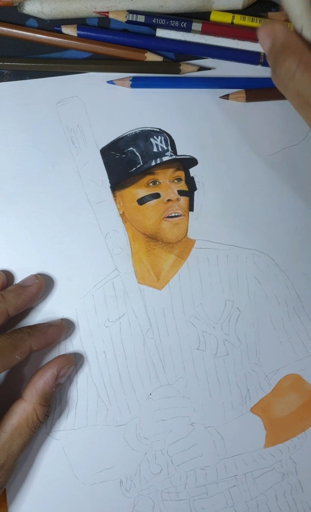 Aaron Judge Pencil Crayon/ Watercolour Art