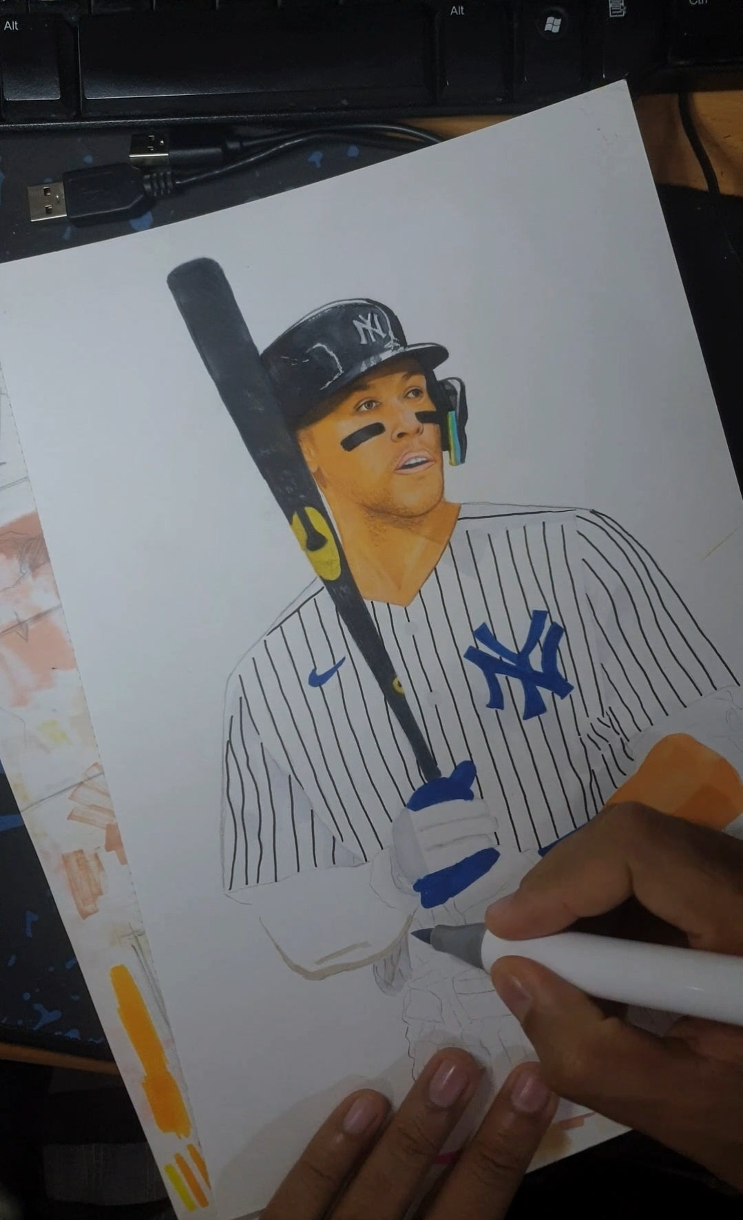 Aaron Judge Pencil Crayon/ Watercolour Art