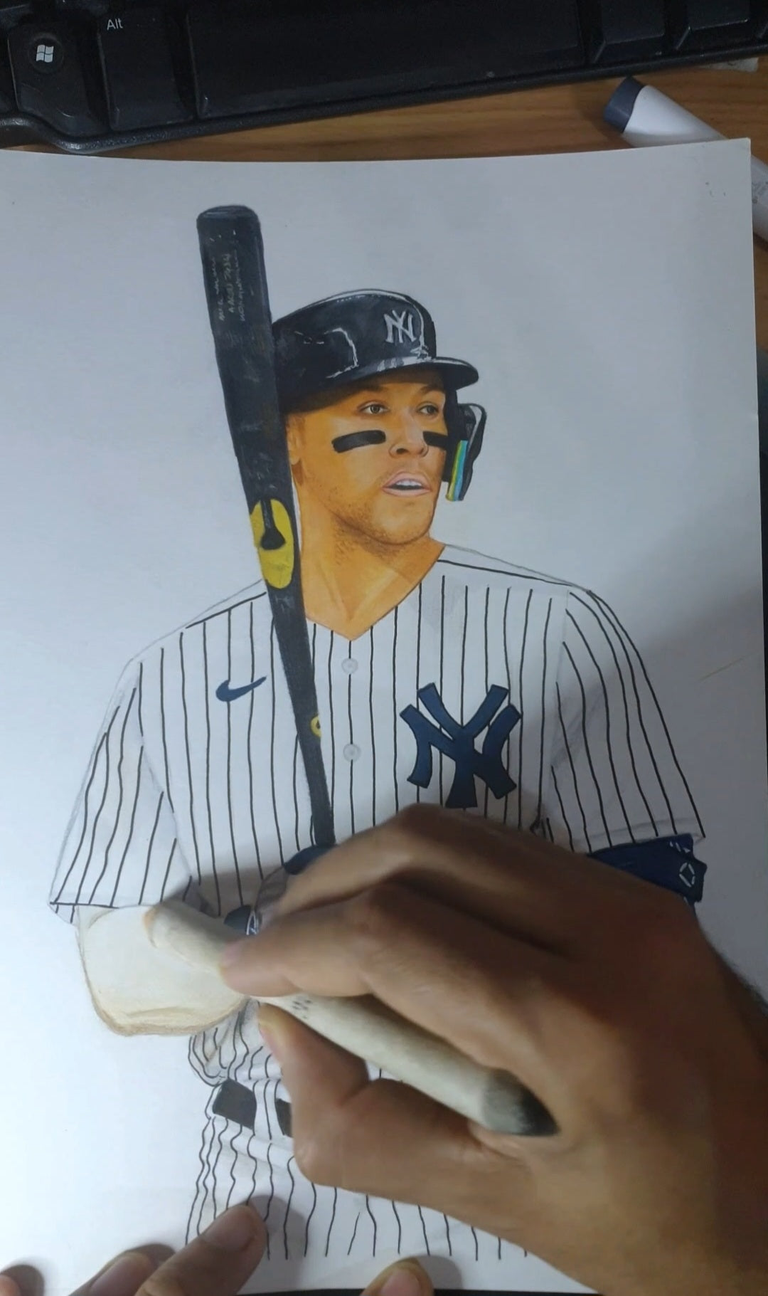 Aaron Judge Pencil Crayon/ Watercolour Art