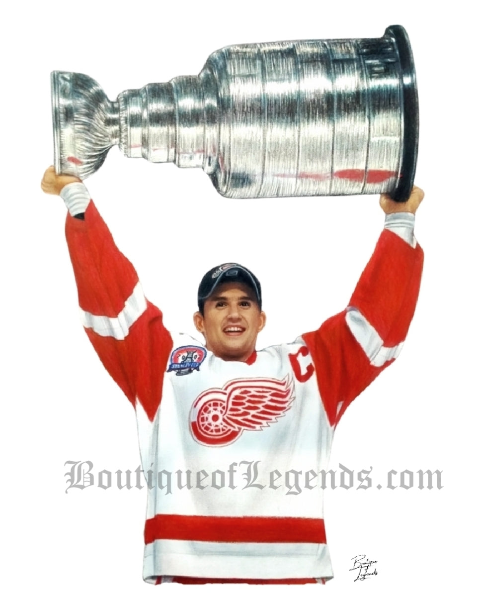 Steve Yzerman Detroit Red Wings Pencil Crayon Art