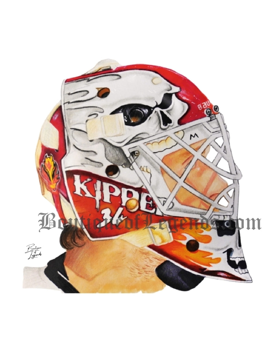 Miikka Kiprusoff Mask Pencil Crayon/ Watercolour Art