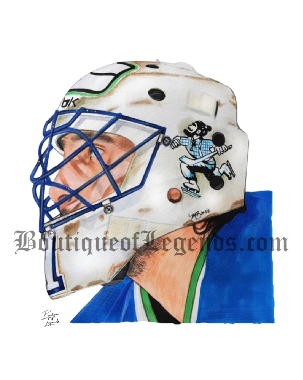 Roberto Luongo Mask Pencil Crayon/ Watercolour Art