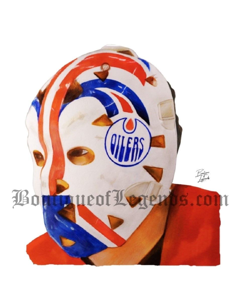 Grant Fuhr Mask Pencil Crayon/ Watercolour Art