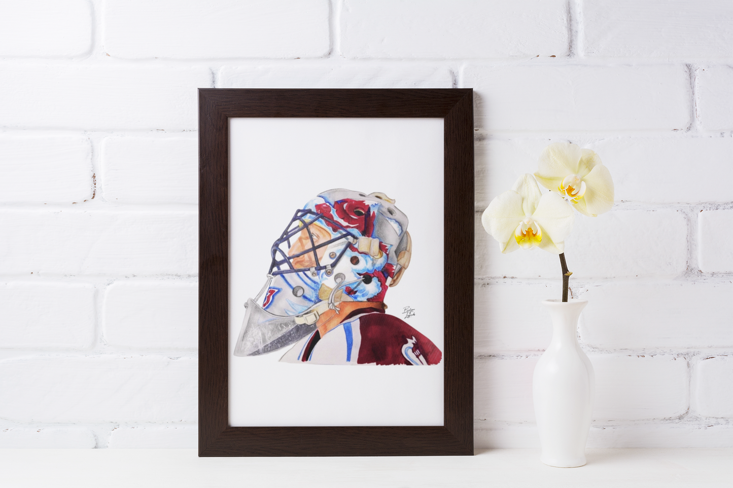 Patrick Roy Mask Pencil Crayon/ Watercolour Art