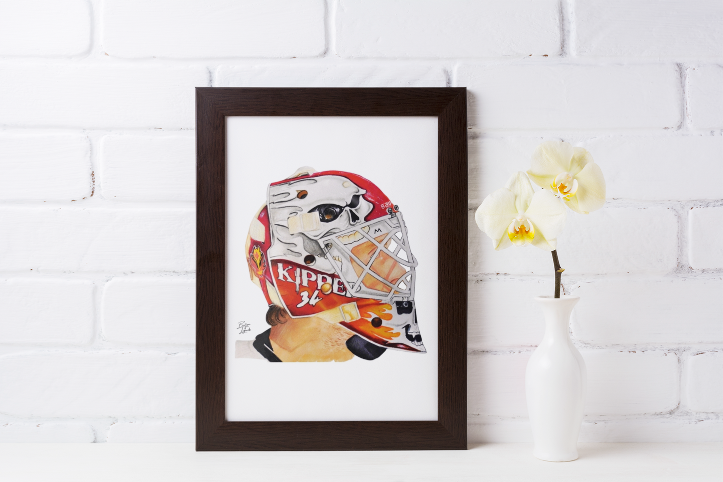 Miikka Kiprusoff Mask Pencil Crayon/ Watercolour Art