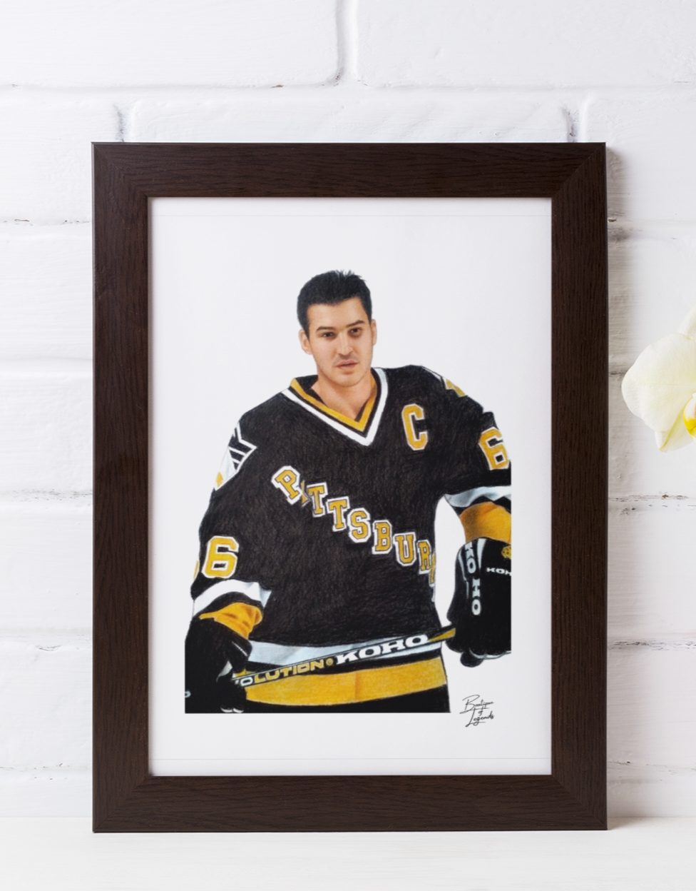 Mario Lemieux (Rare Black Eye Image) Pittsburgh Penguins Pencil Crayon/Pastel Art