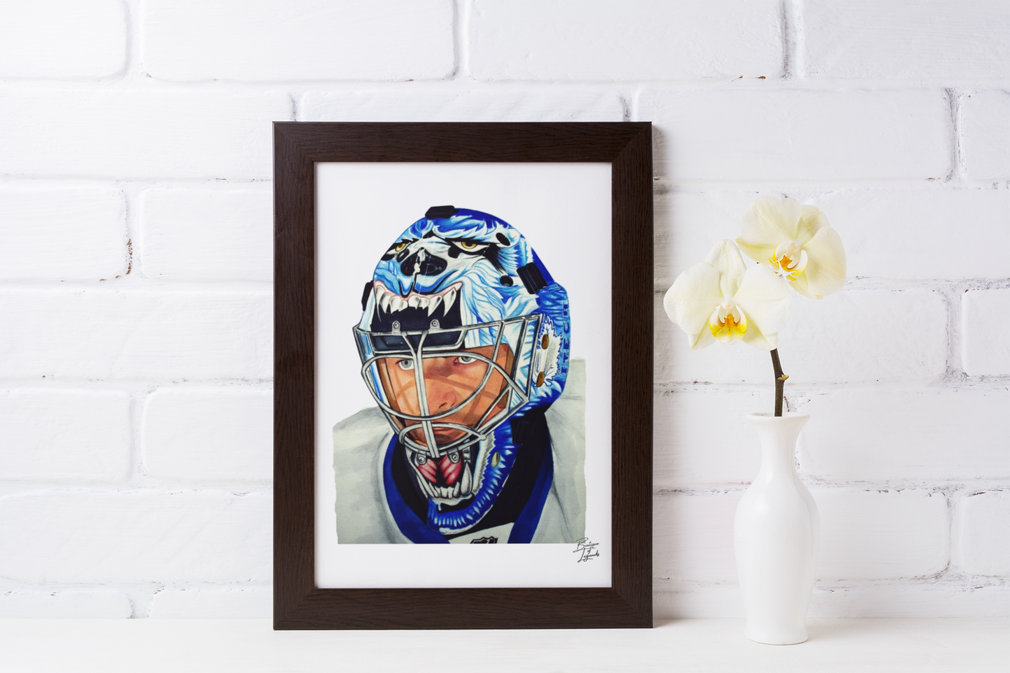 Cujo Curtis Joseph Mask Pencil Crayon/ Watercolour Art